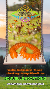 Centipedes Sensoriel - Moyen - Ultra Long - Orange Néon Glitter Créations Sortilege